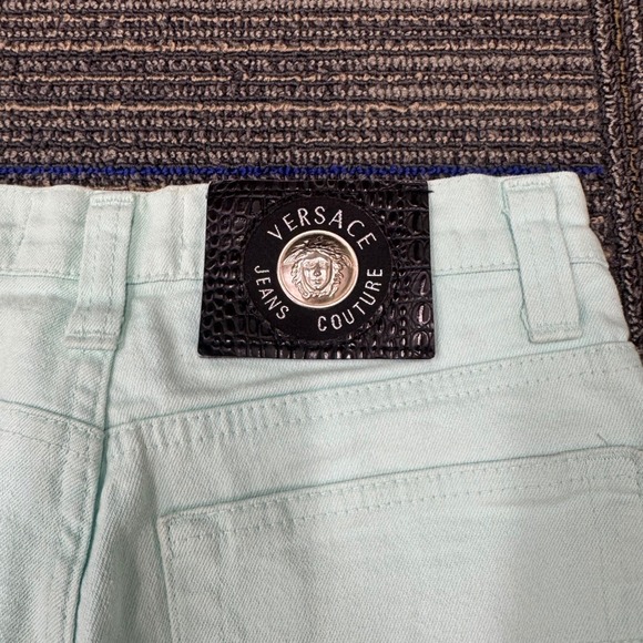 Versace Jeans Couture Pants Womens 26 Mint Green Good High Rise Tapered Italy - Picture 11 of 12